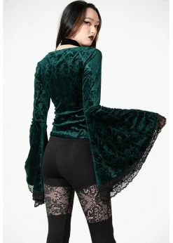 Killstar Aetheling Unicorn Velvet 70's Top Emerald Green -KILLSTAR Sales Store killstar KSRA006456 aetheling top emerald 3 1024x1024