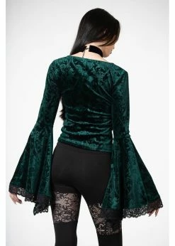 Killstar Aetheling Unicorn Velvet 70's Top Emerald Green -KILLSTAR Sales Store killstar KSRA006456 aetheling top emerald 4 1024x1024