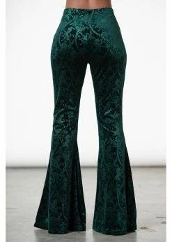 Killstar Dark Dynasty Unicorn 70's Velvet Flare Trousers Emerald -KILLSTAR Sales Store killstar KSRA006469 dark dynasty trousers emerald 6 1024x1024