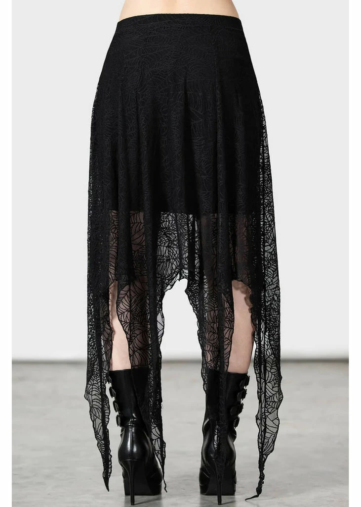 Killstar Coraline Spiderweb Maxi Skirt Black - Image 6