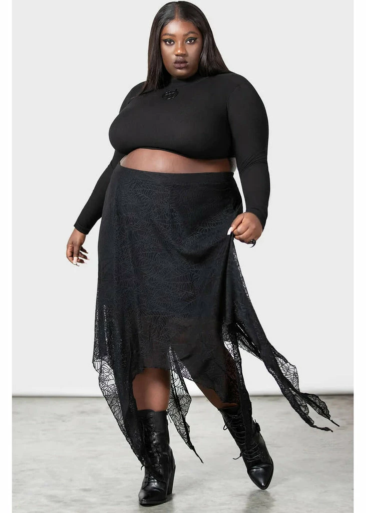 Killstar Coraline Spiderweb Maxi Skirt Black - Image 5