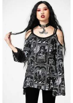 Killstar Destiny Cold-Shoulder Tarot Top Black
