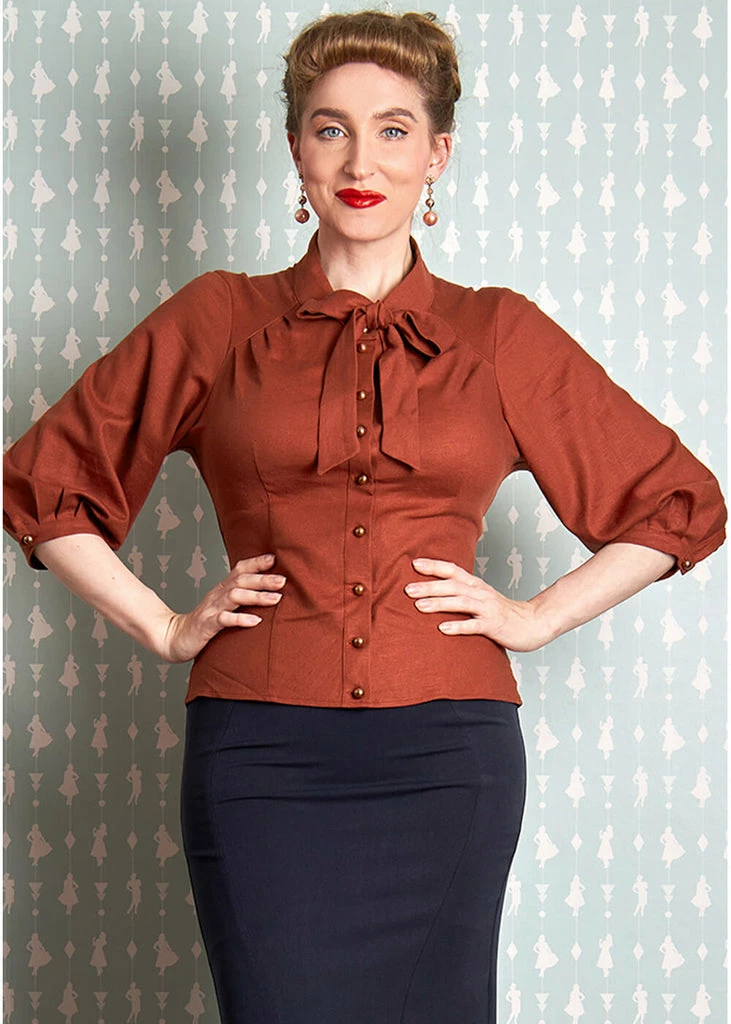 Miss Candyfloss Kristin Amber 40's Blouse Rust 3 Miss Candyfloss Kristin Amber 40's Blouse Rust
