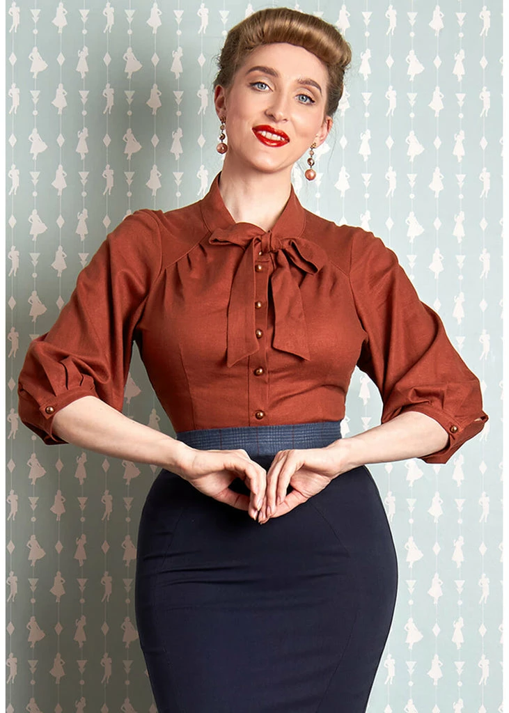 Miss Candyfloss Kristin Amber 40's Blouse Rust 5 Miss Candyfloss Kristin Amber 40's Blouse Rust - Image 3