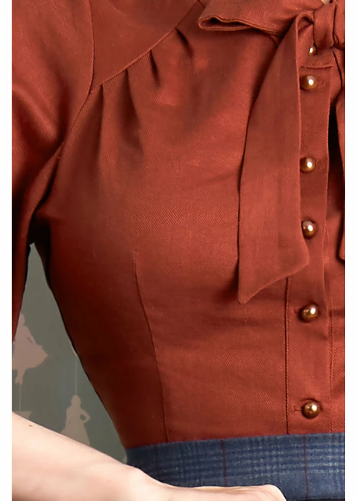 Miss Candyfloss Kristin Amber 40's Blouse Rust 6 Miss Candyfloss Kristin Amber 40's Blouse Rust - Image 4