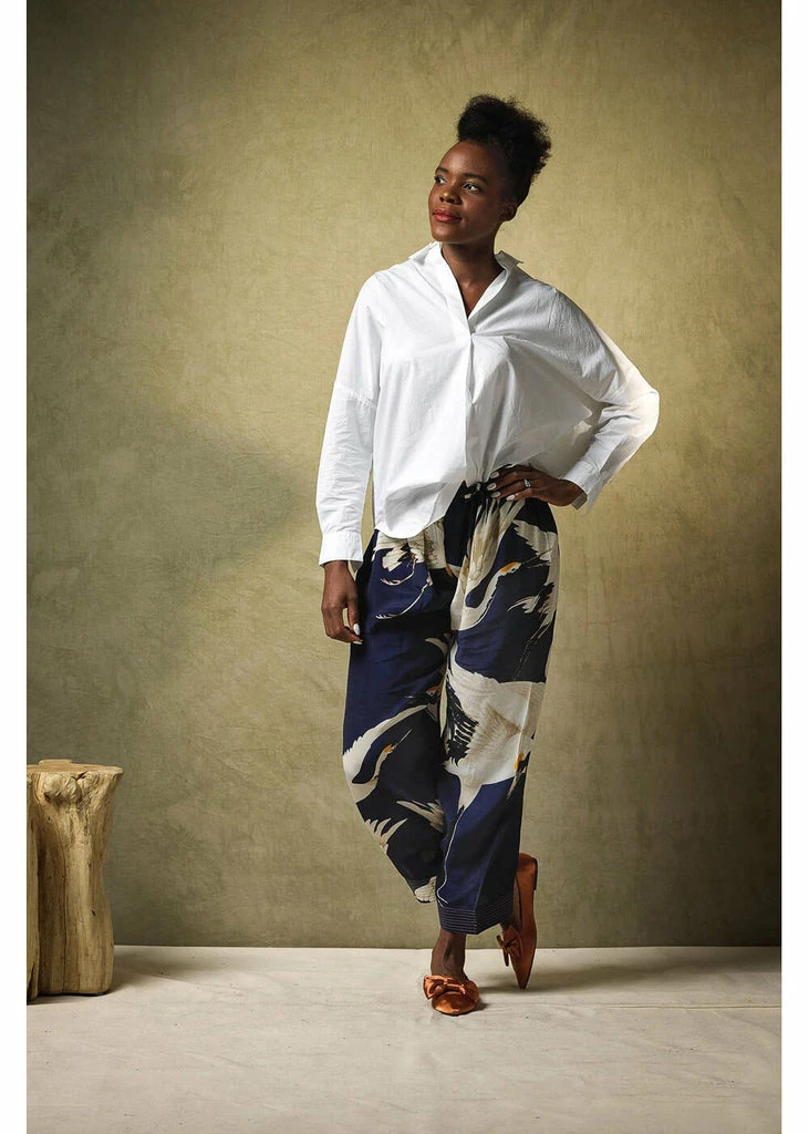 One Hundred Stars Stork Crepe Trousers Navy 6 One Hundred Stars Stork Crepe Trousers Navy - Image 4