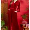 Onjenu Laurie Velvet 70's Jumpsuit In Bordeaux