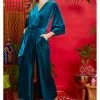 Onjenu Laurie 70's Velvet Jumpsuit In Teal