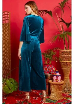 Onjenu Laurie 70's Velvet Jumpsuit In Teal 7 Onjenu Laurie 70's Velvet Jumpsuit In Teal -KILLSTAR Sales Store onjenu LAURIE velvet jumpsuit teal 2 1024x1024