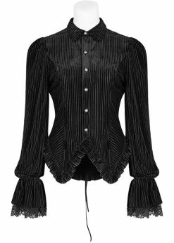 Punk Rave The Manor Velvet Blouse Black