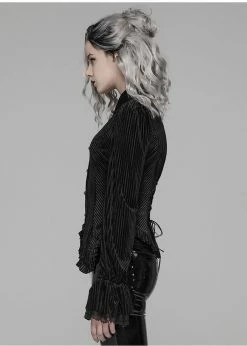 Punk Rave The Manor Velvet Blouse Black -KILLSTAR Sales Store punk rave WY1041CCF the manor blouse blk 1 1024x1024
