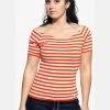 Queen Kerosin Vavavoom Stripe 50's Top Red White
