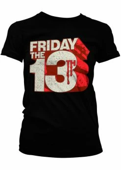 Retro Movies Friday The 13th Logo Girly T-Shirt Black
