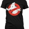 Retro Movies Ghostbusters Distressed Logo Girly T-Shirt Black -KILLSTAR Sales Store retro movies GB002 H33 3 ghostbusters logo girly blk 0 1024x1024