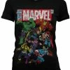 Retro Movies DC Comics Marvel Team-Up Girly T-Shirt Black