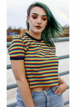 Run & Fly Rainbow Crop T-Shirt Multicolour