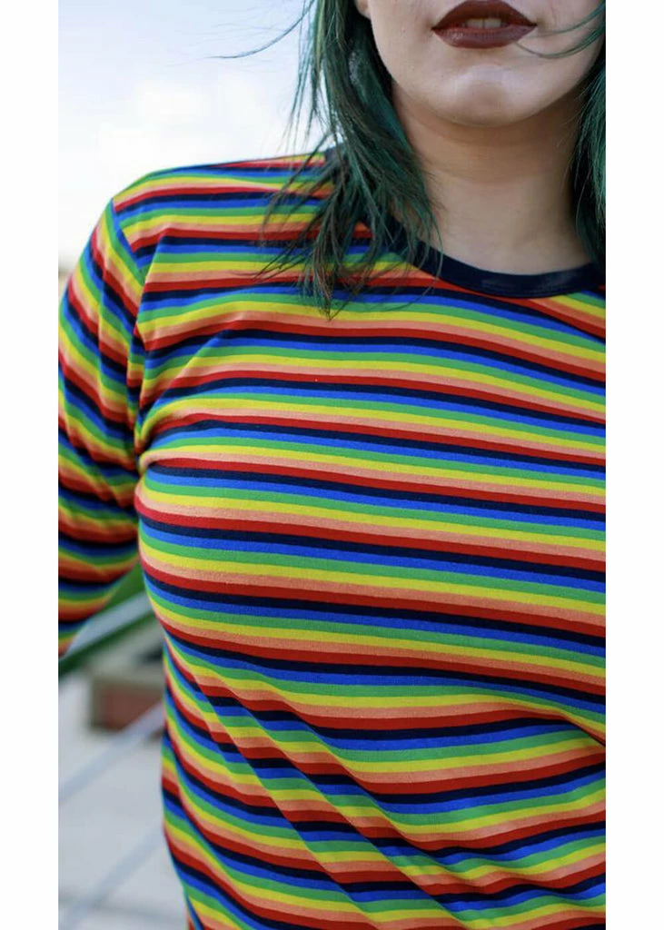 Run And Fly Retro Rainbow 70's T-Shirt Multicolour 4 Run And Fly Retro Rainbow 70's T-Shirt Multicolour - Image 2