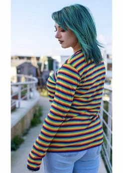 Run And Fly Retro Rainbow 70's T-Shirt Multicolour 7 Run And Fly Retro Rainbow 70's T-Shirt Multicolour -KILLSTAR Sales Store run and fly JM1817 retro rainbow sleeved tshirt mul 1 1024x1024