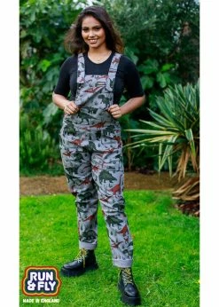 Run & Fly Adventure Dinosaur Twill 70's Dungarees Grey -KILLSTAR Sales Store run and fly JM1885 adventure dino twill dungarees grey 1 1024x1024