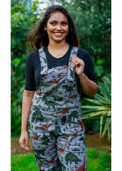 Run & Fly Adventure Dinosaur Twill 70's Dungarees Grey