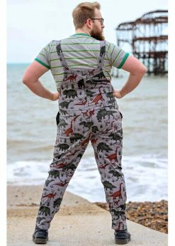 Run & Fly Adventure Dinosaur Twill 70's Dungarees Grey -KILLSTAR Sales Store run and fly JM1885 adventure dino twill dungarees grey 4 1024x1024