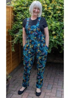 Run And Fly Dinosaur Rainbow 60's Dungarees Black