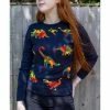 Run And Fly Geo Rainbow Dinoaur 60's Jumper Navyblue -KILLSTAR Sales Store run fly JM2036 geo rainbow dino jumper navy 2 542a6f49 f688 4602 8280 500b0f41c8e5 1024x1024