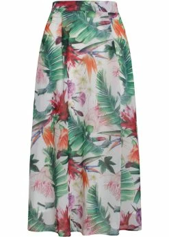 Smashed Lemon Floral Paradise 70's A-Line Skirt White