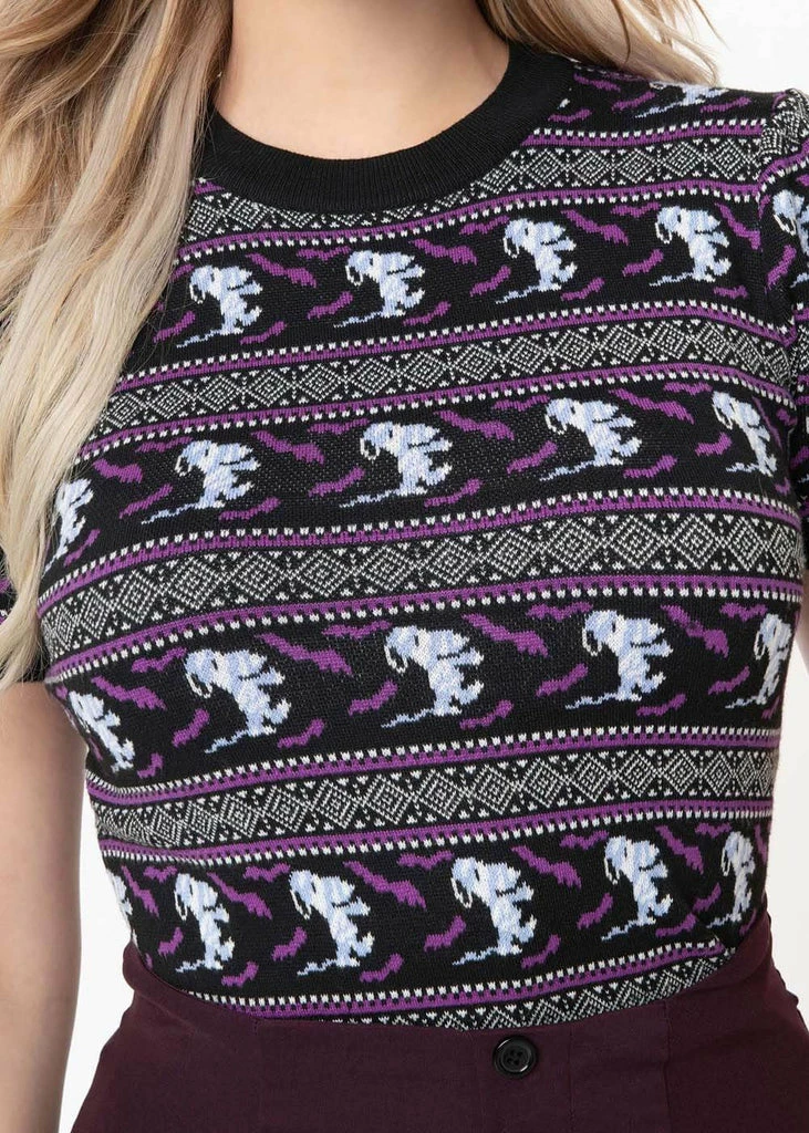 Unique Vintage X Peanuts Spooky Snoopy Paige 40's Jumper Black