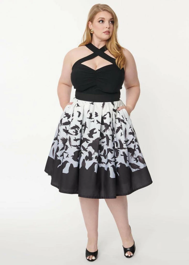 Unique Vintage X Hitchcock The Birds Main Attraction 50's Swing Skirt Black White 8 Unique Vintage X Hitchcock The Birds Main Attraction 50's Swing Skirt Black White - Image 6