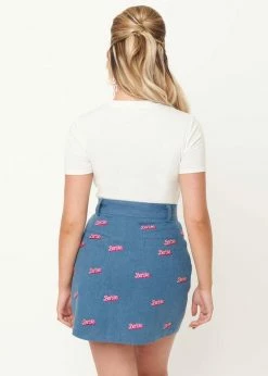 Unique Vintage X Barbie Logo What A Classic Denim 60's Mini Skirt Blue 12 Unique Vintage X Barbie Logo What A Classic Denim 60's Mini Skirt Blue -KILLSTAR Sales Store unique vintage K1508WB0 barbie logo denim mini skirt blue 5 1024x1024